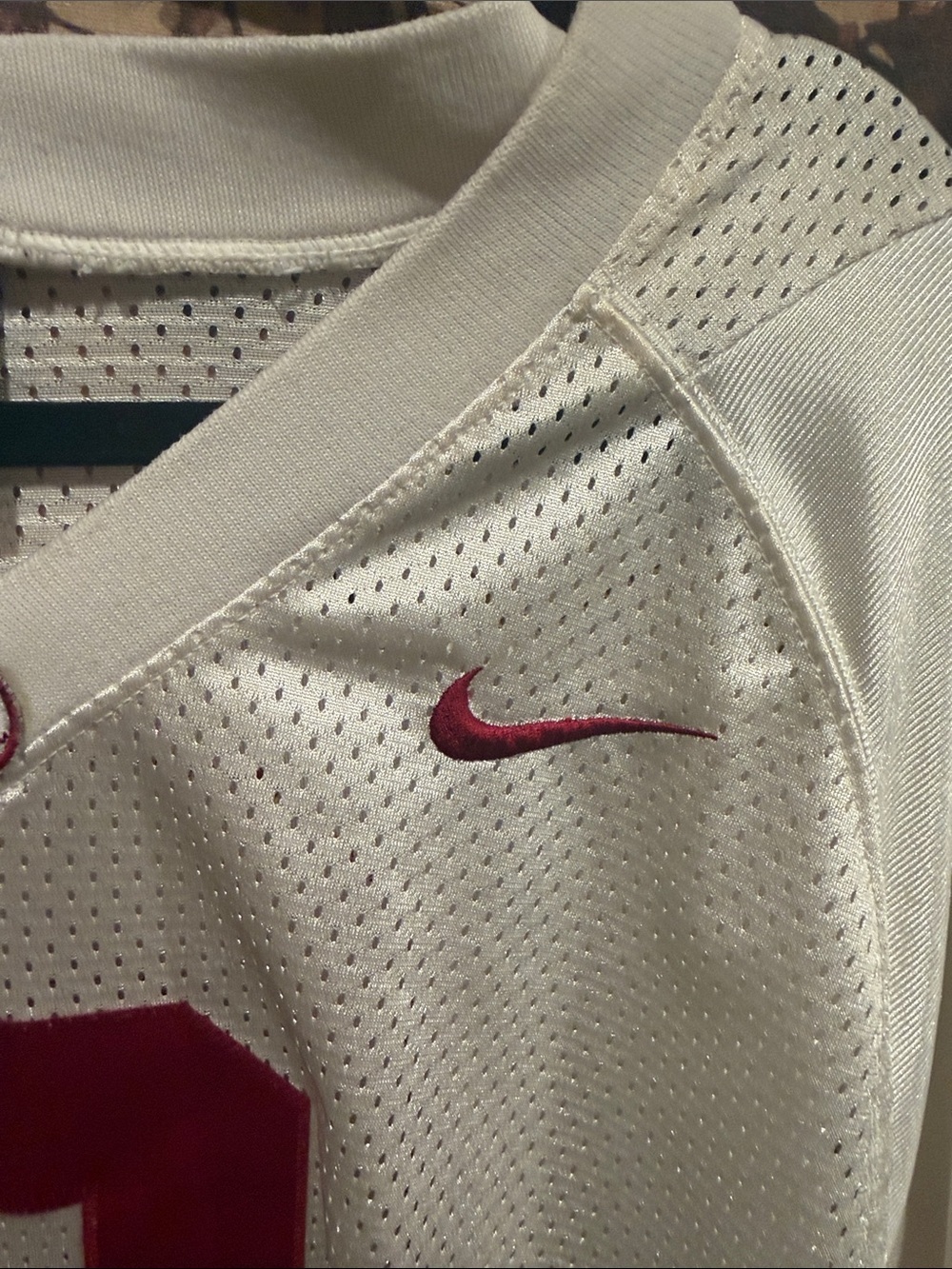 Nike White and Crimson #8 Football Jersey - Picture 3 of 5